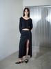 Nogtabeu Zipper Slim Long Skirt Black
