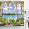Medieval Shower Curtain,Rustic Wood Shield On Medieval Castle Gate Bath Curtain,Wooden Door Historical Vintage Home Bathroom Set