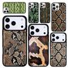 Capa Case for iPhone 17 Air 16 Pro Max 15 Plus 11 13 Mini 14 12 Back Phone Cover Snake Skin Texture