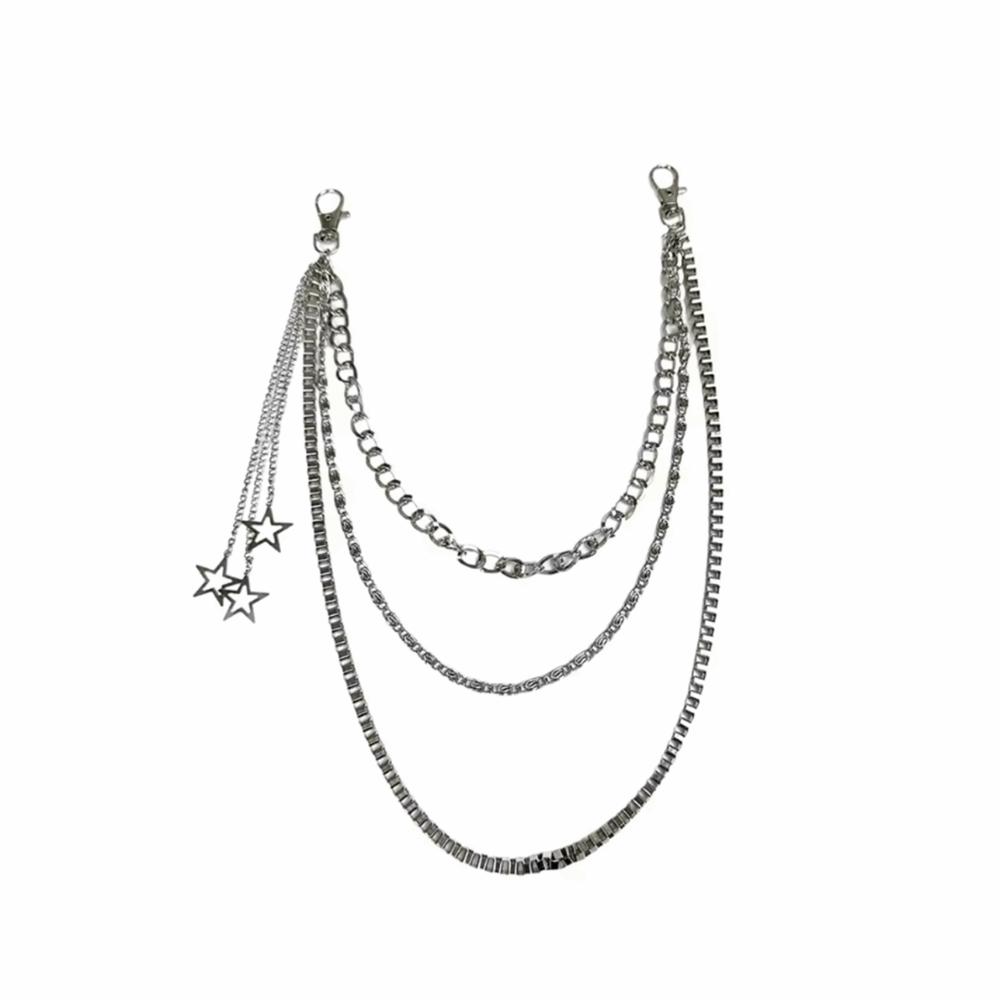 

Three Layers Star Pendant Pants Chain Tassel Punk Waist Chain Fashion Multilayer Metal Chain Rock серебряный
