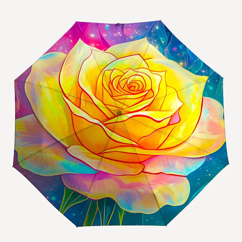 

1pc Floral Fantasy Automatic Open/Close Umbrella Compact Folding Umbrella, All-Season Portable Umbrella for Women/Men278
