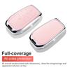 Compatible with Toyota Key Fob Cover with Keychain, Pink Genuine Leather Crystal Key Case Protection Shell for Avalon Camry Cor