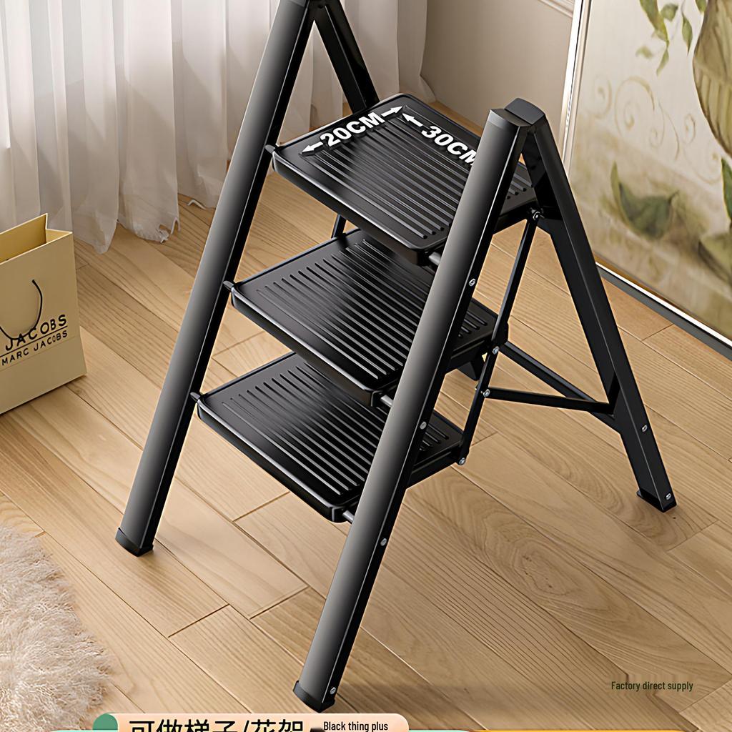Multifunctional Folding A-Frame Telescopic Ladder: Indoor Thickened 3 or 4-Step Climbing Ladder