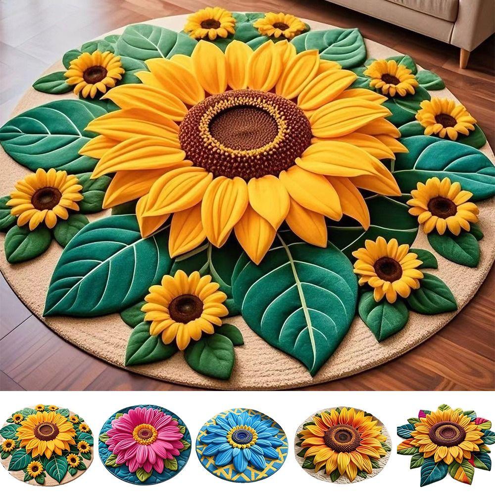 Soft Sunflower Mat Special-shaped Flower Carpet Door Gasket  for Living Room Tea Table Bedside