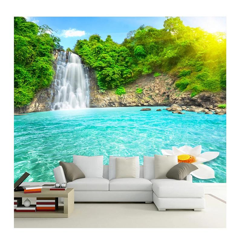 

Natural Landscape 3d Wall Mural Forest Waterfall Swimming Pool Wallpaper Living Room Sofa Background Scenery Wall Paper 200 cm(W) x 140 cm(H)
