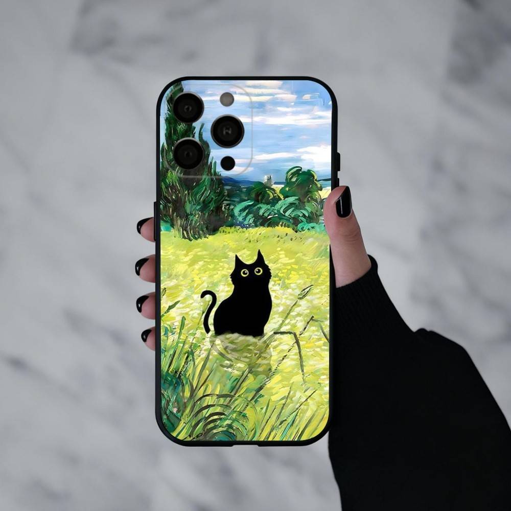 

M-Матисс Моне Черная Кошка Забавное Искусство Чехол Для Телефона Для iPhone 17pro,16,15,14,13,12,11 Plus,Pro Max,XS,Мягкий Силиконовый Черный Чехол iPhone17PRO