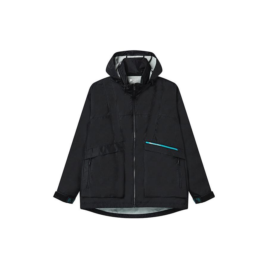 Fila Sports Lifestyle Series FW22 Solid Color Hooded Zip Jacket Men Jackets Black F51M239708F-BK