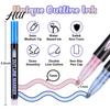 Radiating Lines Markers Dual-Tip Metallic Outline Pens Fluorescent Marker with Colorful Borders Paint Smooth Tip Highlighters for Cards Crafts & Notes