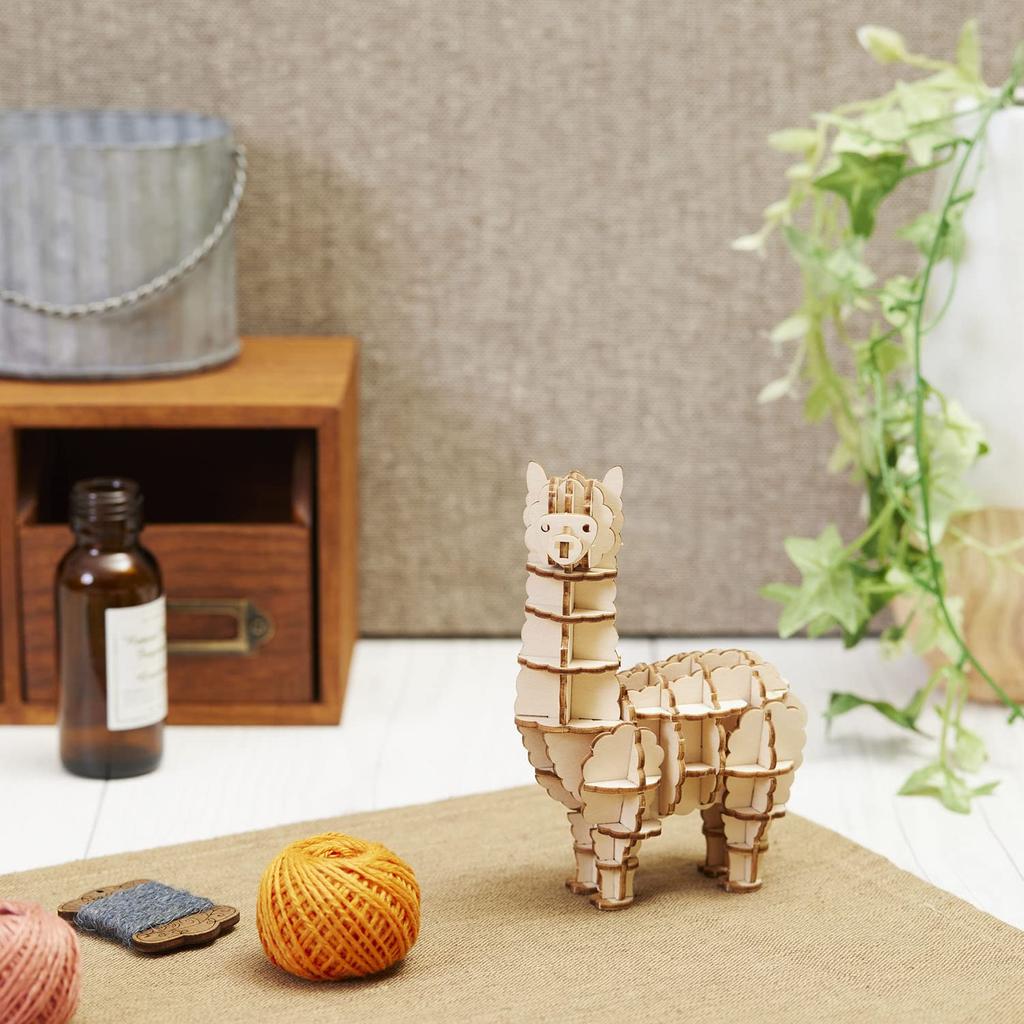 ki-gu-mi Alpaca - A 3D wooden puzzle and DIY craft kit for kids and adults alike - educational toy for boys and girls - a great 3D art piece and a