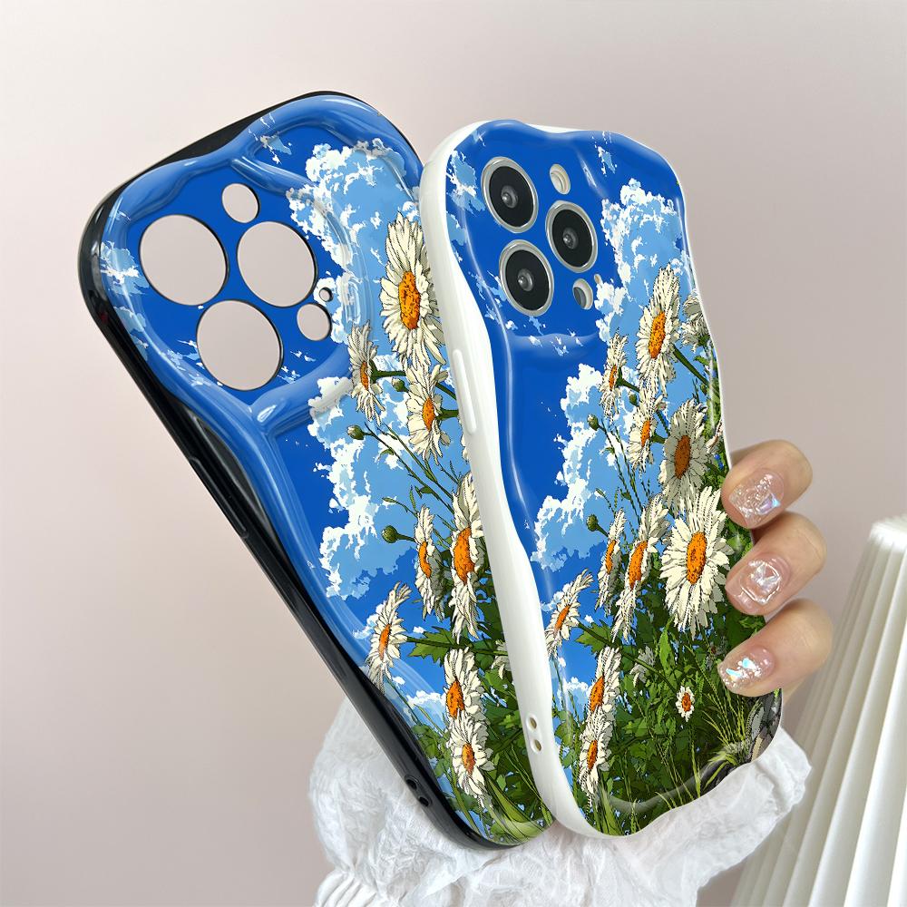 Cute Cartoon Pattern Cream Texture Casing Wavy Edge Soft Silicone Cover Phone Case for Huawei Honor Infinix Tecno iPhone