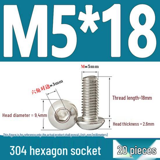 ISO7380 Stainless Steel Hex Drive Dome Head Screws - M2 to M16