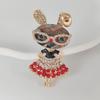 Animal Brooch Retro Style Alloy Modern Cartoon Glasses Bunny Cute Jewelry For Women