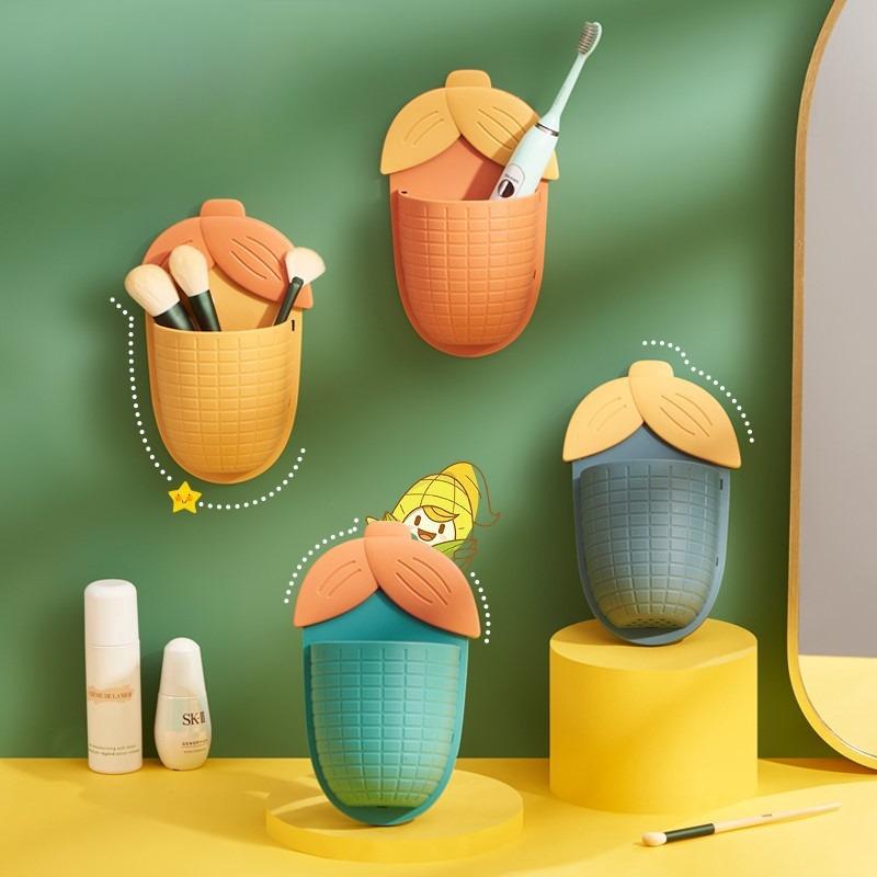 Corn Storage Rack, Bathroom Non-drilling Toothbrush Rack, Bathroom Suction Wall-mounted Storage Box, Comb Storage Cylinder
