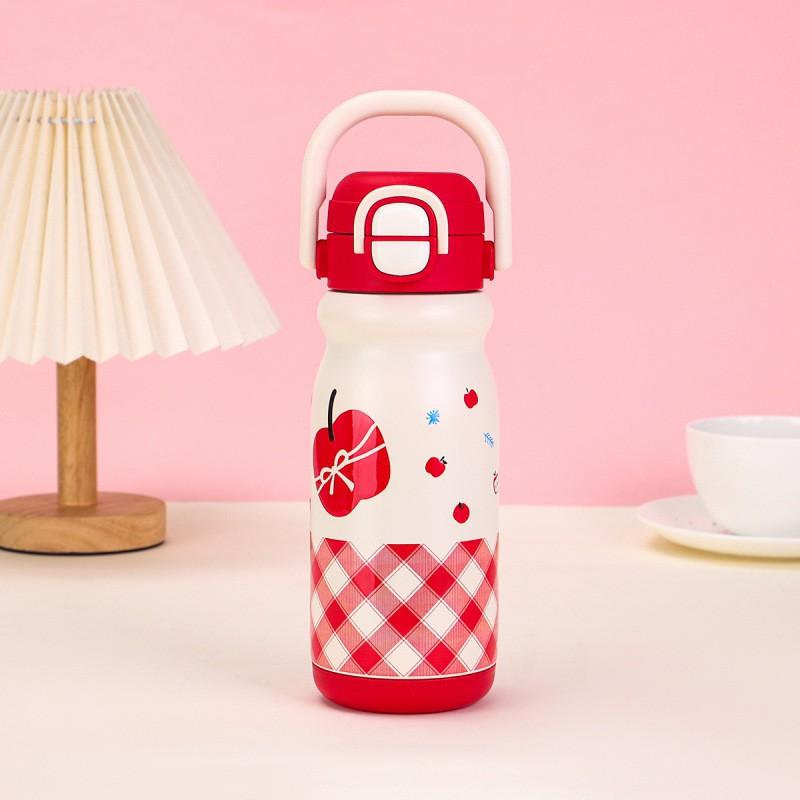 Cartoon-Styled 316 Stainless Steel Vacuum Insulated Travel Mug With Dual Drinking Options Carry Handle
