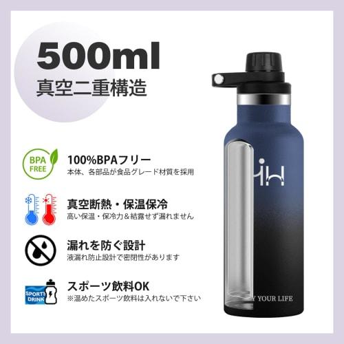 Eliciya 500ml Direct-Drink Thermos, Keeps Drinks Hot or Cold, Vacuum Insulated, Carbonated, Easy to Clean, Wide Mouth for Adding Drinks or Ice, Non-Sl