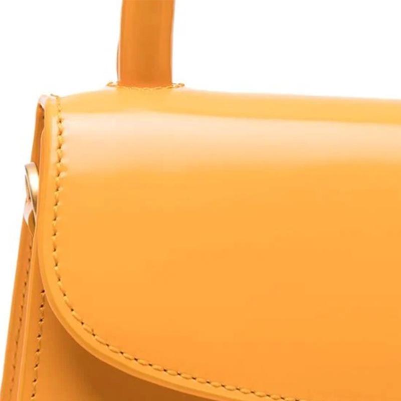 By Far Vintage Fashion Ins Style Textured Arc Top Handle Flap Patent Leather Small Square Shoulder Crossbody Handbag Mini 22CRMINASNFWSMASNF
