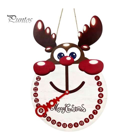 Christmas Atmosphere Ornament Countdown Calendar, Reusable Days Until Door Hanging Sign, Home Indoor Xmas Vintage Round Wreath Hanger for Holiday Wall