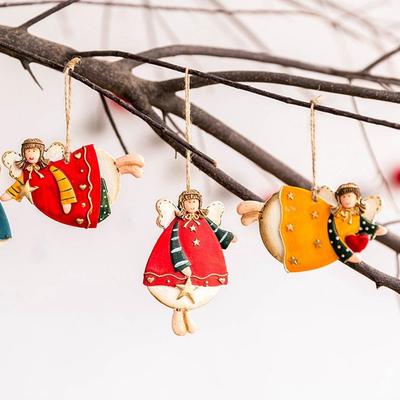 Angel Girl Xmas Angel Girl Pendant Santa Claus Hand-painted Christmas Santa Ornaments Iron Craft DIY Christmas Tree Accessories