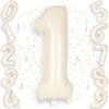 Ptyceler 40-Inch Cream White Number Balloon 90cm Large Birthday Decoration Balloon Party Celebration