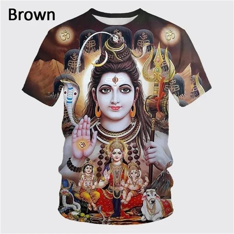 Latest Fashion Hindu God Shiva 3D Printed Men's T-shirt Summer Cool and Casual O-neck Short Sleeve T-shirt