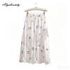 Prairie Chic Spring Summer Women Midi Skirt Elastic Waist Light Pink Floral Print A-Line Skirt Elegant Feminine Sweet Skirts Womens