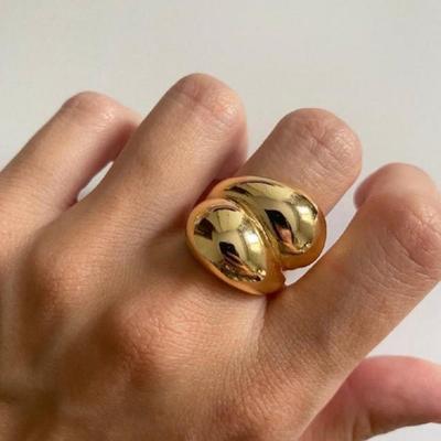 Thick Double Domed Gold Plated Amorphous Open Ring Popular Custom Fine Jewelry Rings
