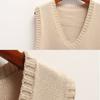 Skarvad tröja väst Dam V-ringad Casual Vintage Pullover Stickad tröja Mjuk Lös ärmlös topp