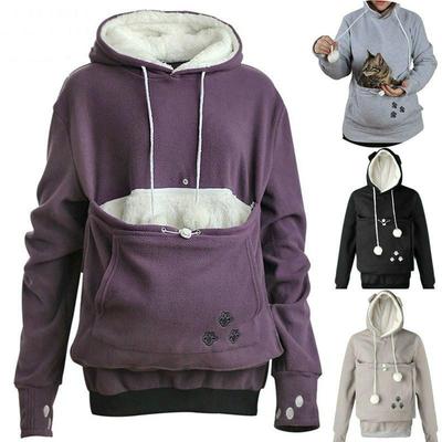 Kangaroo Pullover Pet Holder Sweater Hoodies Cat Eared Long Sleeves Meow Pedestrian Meow Planet Show Big Pocket Couple Sweatshirt