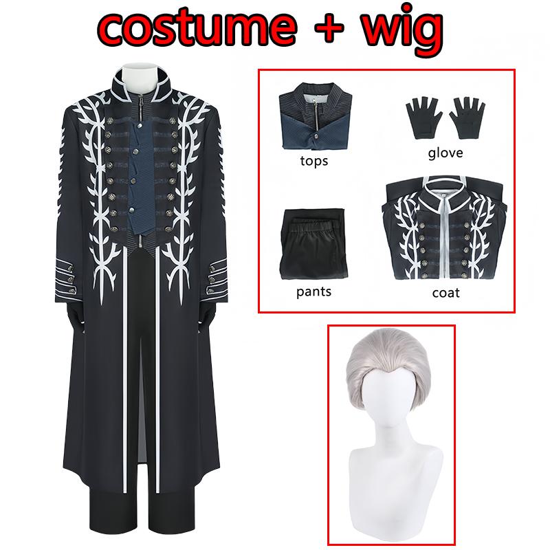 Spiel DMC5 Cosplay Kostüm Vergil Cosplay Vergil Perücke Nelo Uniform DMC5 Verkleidung Halloween Karneval Kostüm für Herren Comic Con