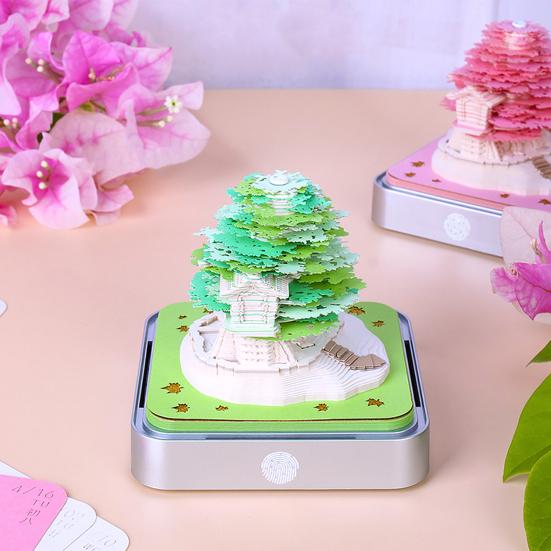 2026 Tidsstycke Kalender 3D Självhäftande Notislappar Bordskalender med LED-ljus Memoblock Konst Veckokalender Pappersskulptur Gåva till Kollega Vän Skrivbord