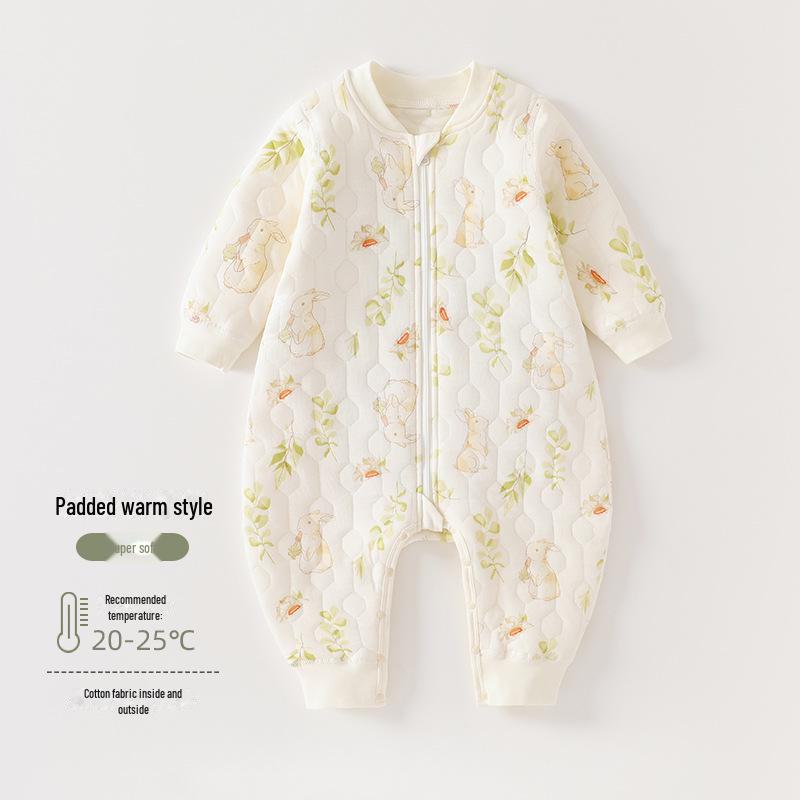 Newborn Quilted Zipper Sleeping Bag: Anti-Kick, Split-Leg Pajamas for Autumn & Winter