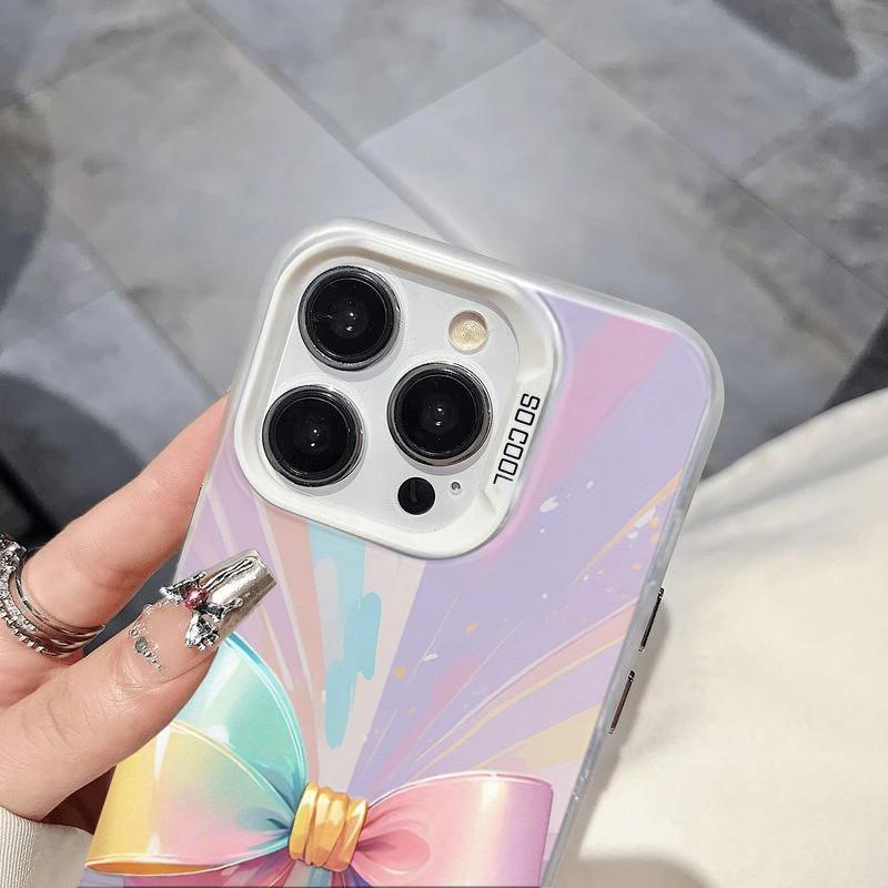 Colorful Bow Case Phone Case For IPhone 17 Air 16 16e 15 14 13 12 11 Pro Max 8 7 Plus Chiffon Texture Back Cover