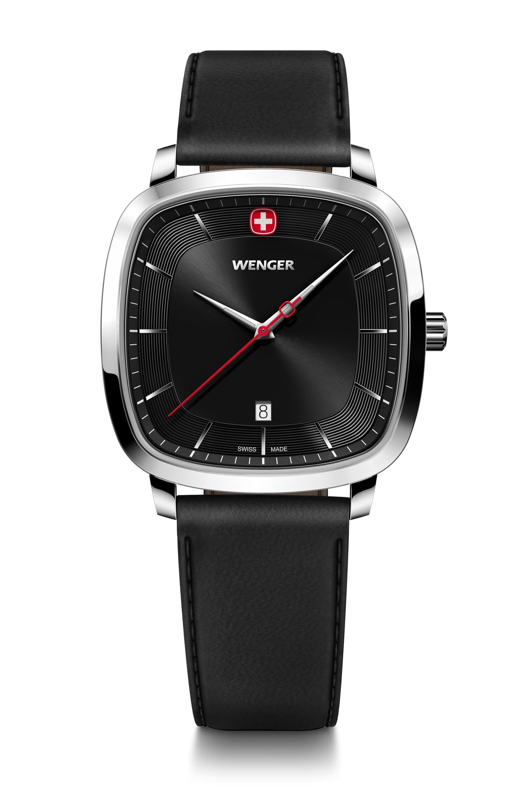 

WENGER VINTAGE CLASSIC Stainless Steel Case Black Black Recycled Leather Quartz 50m Water Analog Men s Watch, (316L), Dial, Strap, Movement, чорний