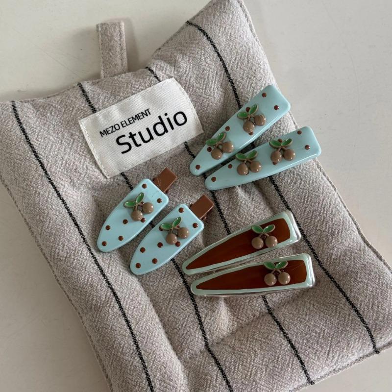 Coffee Cherry Polka Dots Mint Green Hairpin Sweet and Cute Bangs Clip Side Clip Hair Accessories Duckbill Clip New