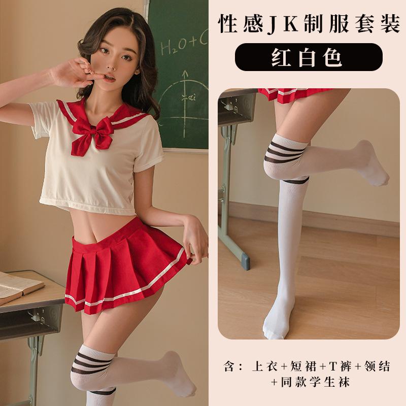 Sexy Japanese sailor women's lingerie seduction cute pleated short nightdress college style JK uniform suit