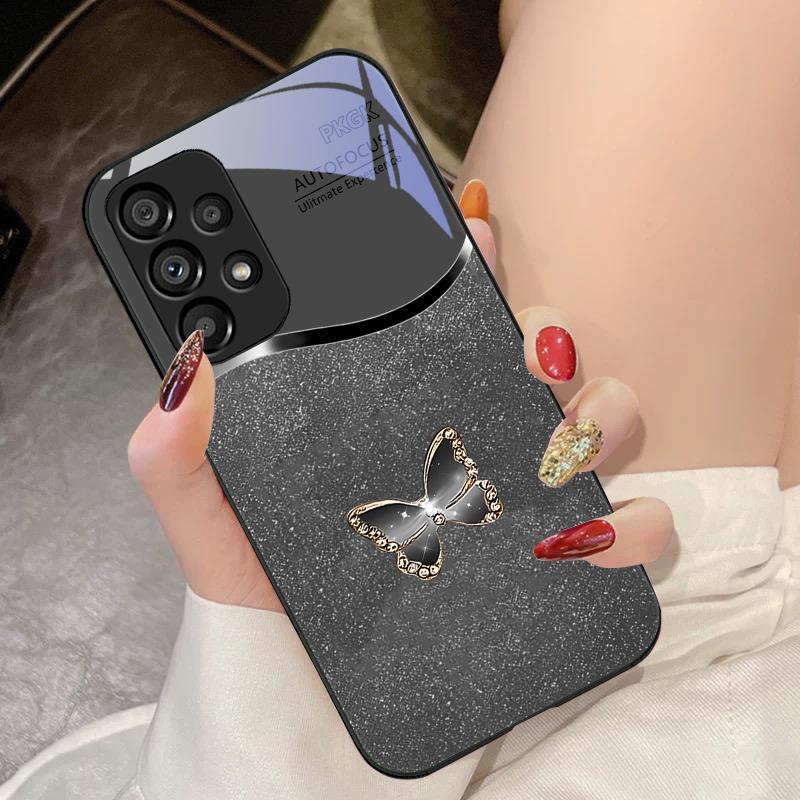 Diamant Schmetterling Für Samsung Galaxy S10 4G S20 11E 30 S21 22 S24 Fe Pro S23 S25 Ultra 5G S9 Gehärtetes Glas Handyhülle
