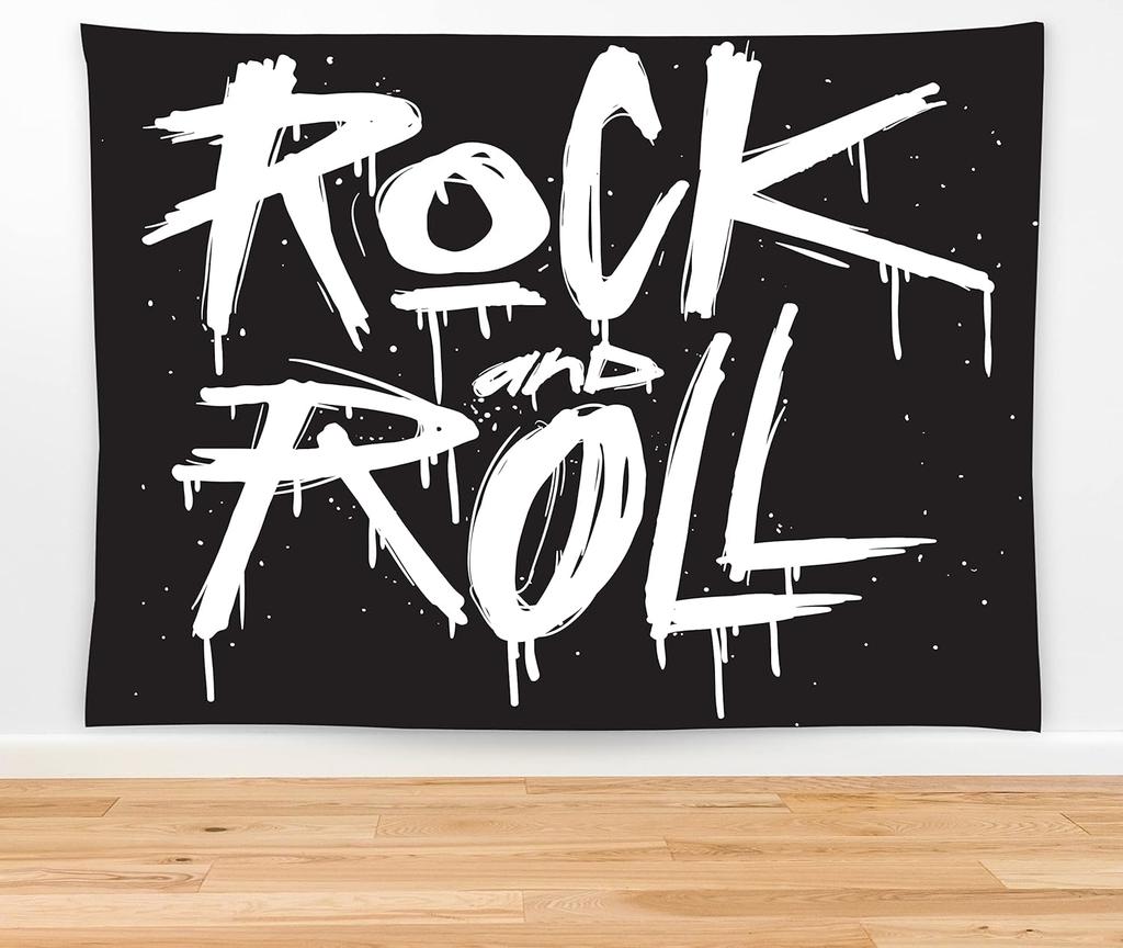 Rock And Roll Tapestry 60" X 40"Rock`N`Roll Wall Hanging Party Decorations Home Decor For Bedroom Living Room Dorm (150 X 100cm)