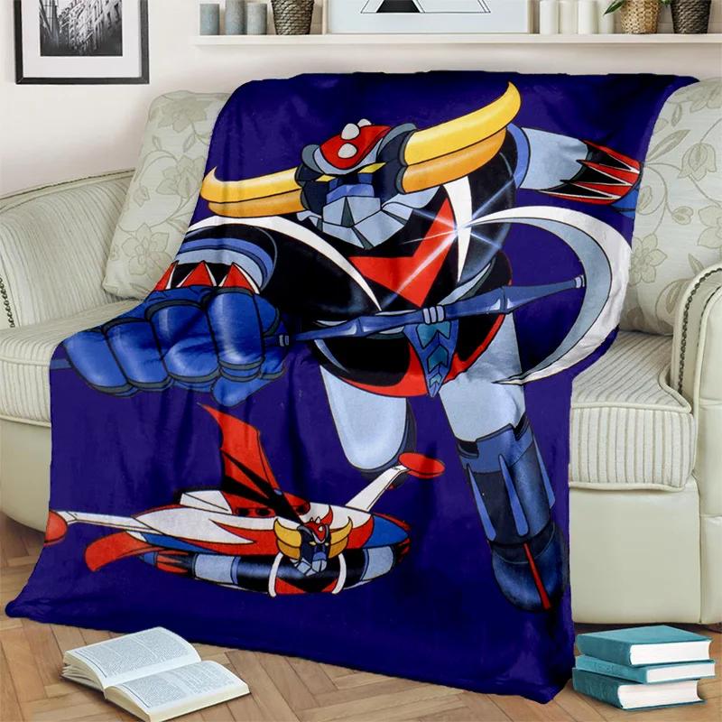 Cartoon UFO Robot Grendizer Anime Blanket,Soft Throw Blanket for Home Bedroom Bed Sofa Picnic Travel Office Cover Blanket Kids
