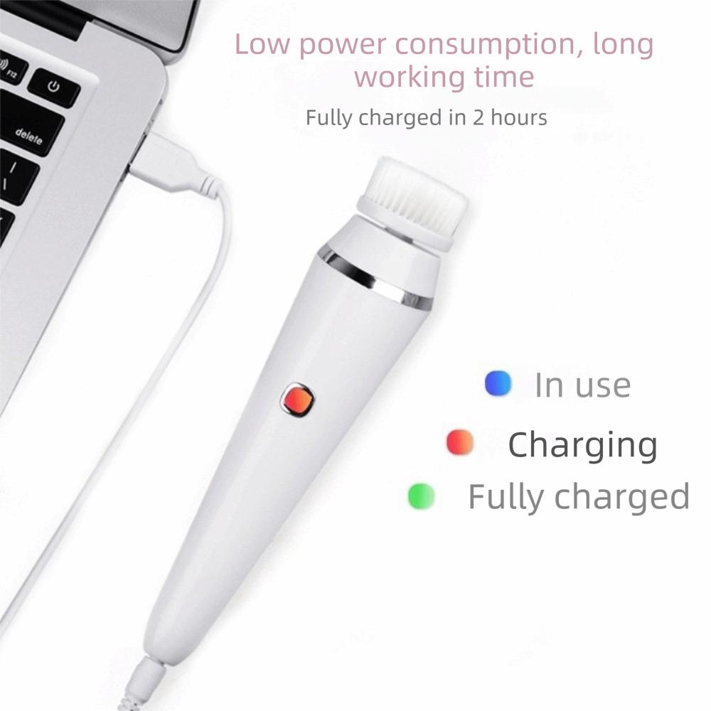 4 Replaceable Brush Heads Electric Facial Cleansing Brush USB Recharge Face Scrubber Oil Control