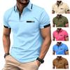 Fashionable Men's Casual Polo Shirt with Faux Chest Pocket, Turn-Down Collar and Button-Front Business T-Shirt Top