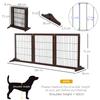 Freestanding Dog Gate 3 Panel Safety Pet Barrier Foldable W/ Support Feet Brown 185 X71 Cm