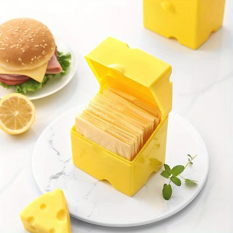 1pc ABS Cheese Storage Box with Flip-Top Lid, Durable Kitchen Organizer for Food Preservation, Yellow, Space-Saving Design, Stor