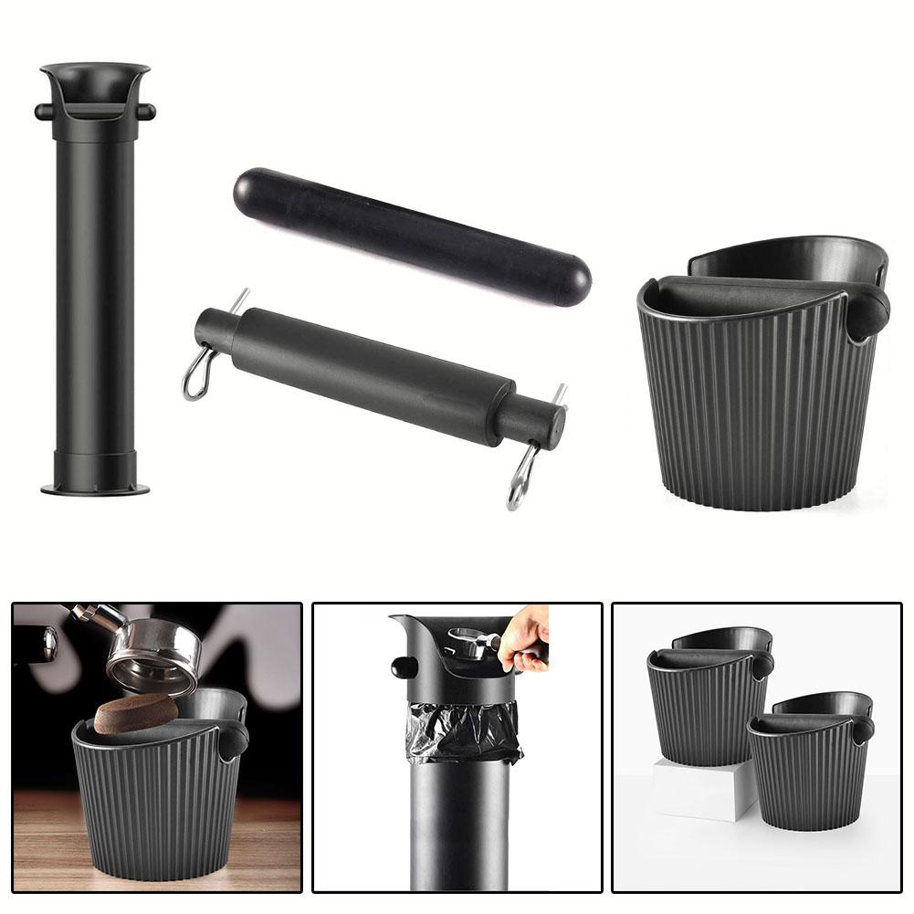 Black Coffee Knock Box Rod Grounds Container Bar For Coffee Making Accessories Black Espresso Coffee Grounds Organizer Knock Box