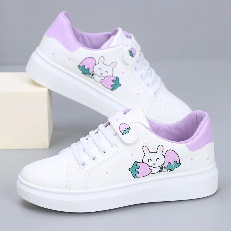 2023 New Fashion Female Vulcanized Shoe Upper Cute Rabbit Pattern Outdoor Leisure Summer and Autumn 34-40 Super Size