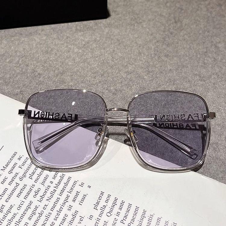 Fashion Transparent Light-Colored Tan Sunglasses Round Long Face Street Shot Xiaohongshu Couple Glasses Yellow Lenses