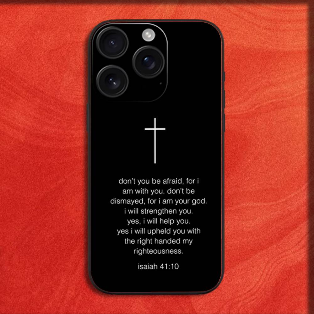 Jesaja Jesus Bibelvers Kreuz Handyhülle Für iPhone 16,15,14,13,12,11,Pro,XS,Max,XR,Plus,E,Mini Schwarze Stoßfeste Hülle