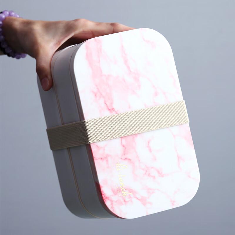 Xingchengshi Marble Pattern Double-Layer Lunch Box 1600ml