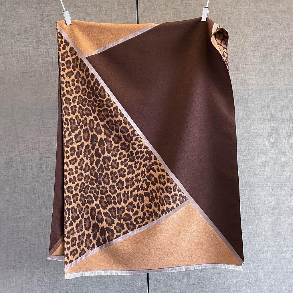 Autumn Winter Fashion Leopard Print Scarf For Women Thickened Warm Multi-Functional Versatile Decorative Shawl Soft Bufanda