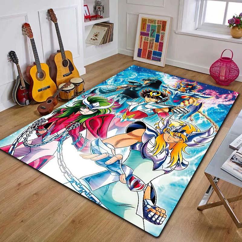 Retro Saint Seiya Anime Cartoon Tappeto Tappeto per la casa Soggiorno Camera da letto Divano Zerbino Decor, area giochi per bambini Tappeto Tappetino antiscivolo