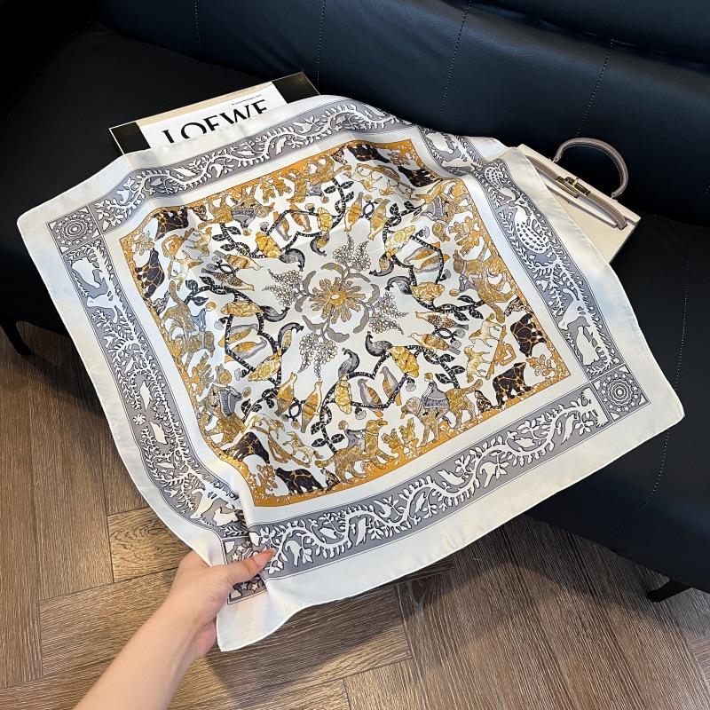 New silk scarf women's fashion versatile high-end small square scarf Korean version neck protection scarf spring and autumn retro scarf binding bag